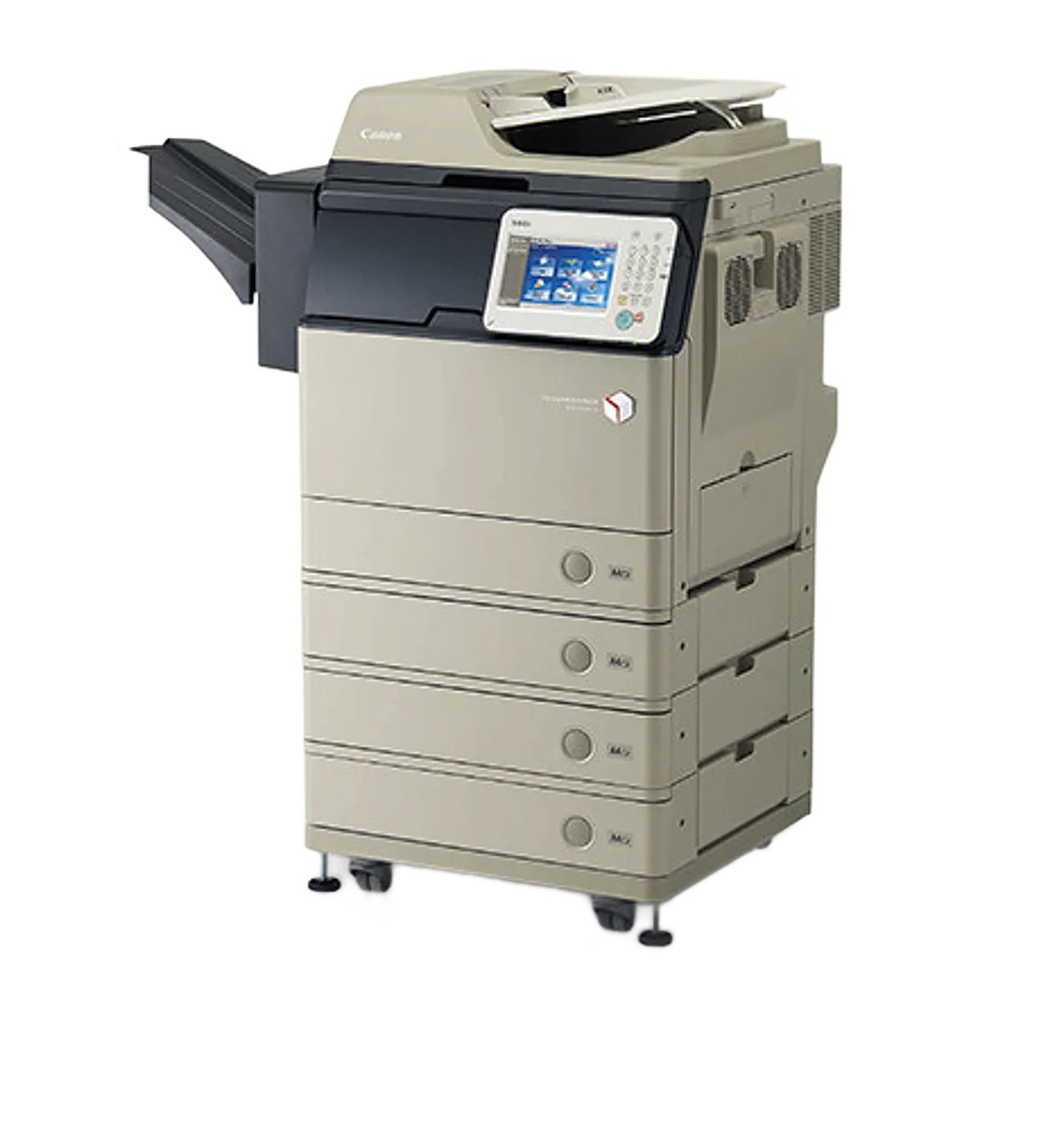 Photocopieur multifonction Canon beige avec écran tactile et plusieurs tiroirs papier